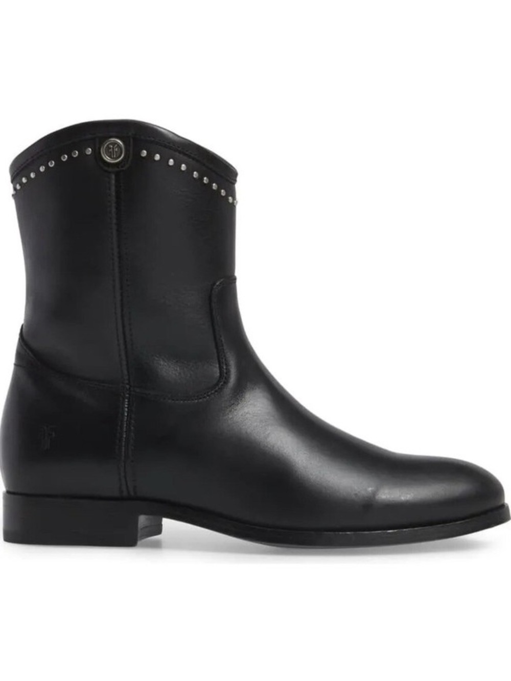 Frye Melissa Black Leather Studded Ankle Boots